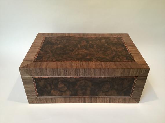 Panelled Burr Walnut Jewellery Box