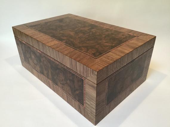 Picture of Panelled Burr Walnut Jewellery Box