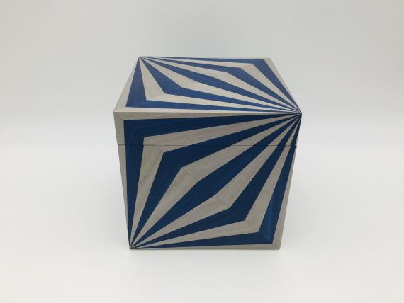 Grey and Blue Veneered Keepsake Box