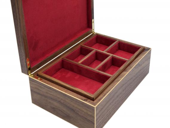 Picture of American Black Walnut Veneered Jewellery Box - Red Interior