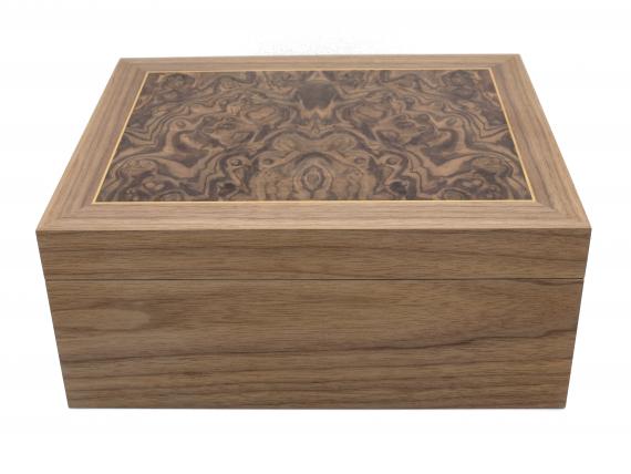 Black Walnut Document Box with Burr Panel Lid