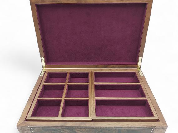 Picture of Panelled Burr Walnut Jewellery Box