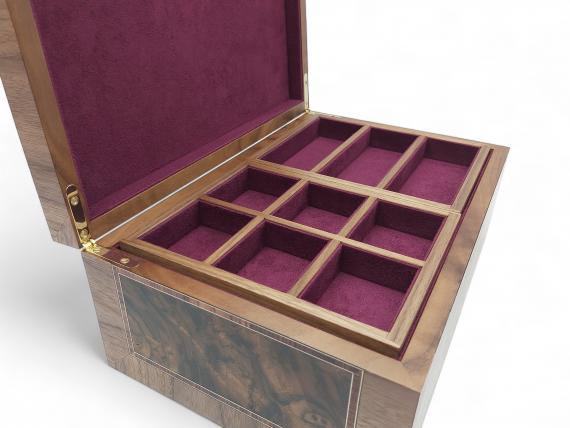 Picture of Panelled Burr Walnut Jewellery Box